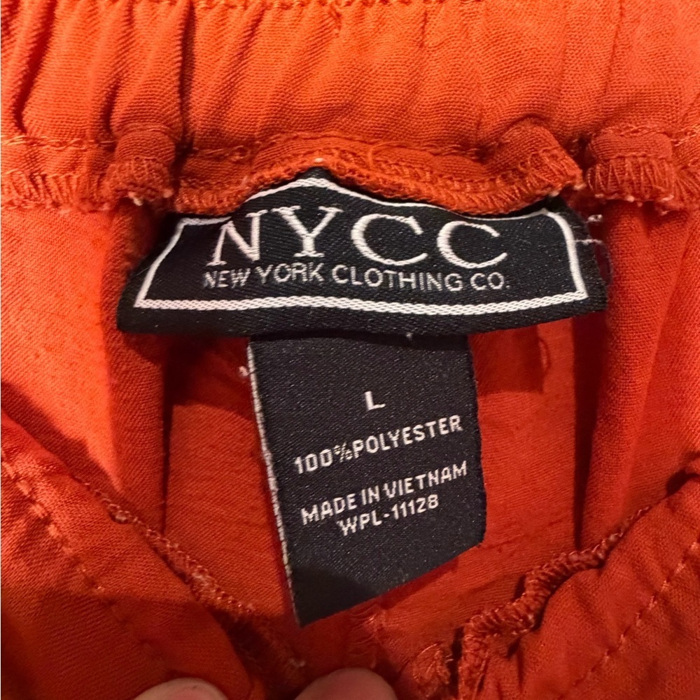 NYCC Burnt Orange Satin-Finish Joggers | Tapered High-Rise Lounge Pants Large - Picture 9 of 10